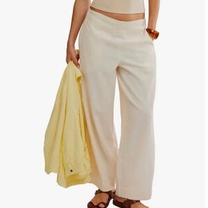 Free People Free-est linen and cotton blend Demi wide leg pants size XL